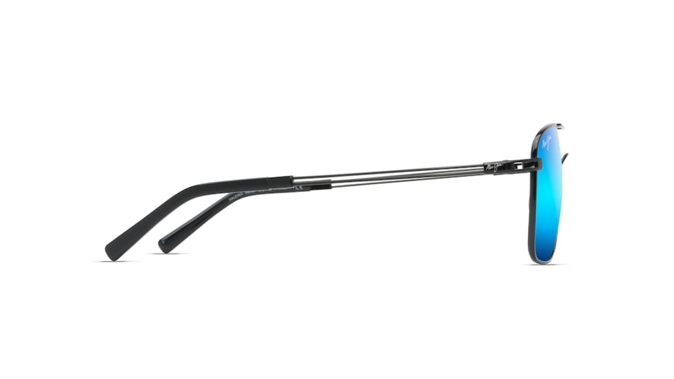 Maui Jim Haleiwa Unisex Sunglasses,Gloss Black Frame,Polarized,Blue Hawaii Lens, B328-02