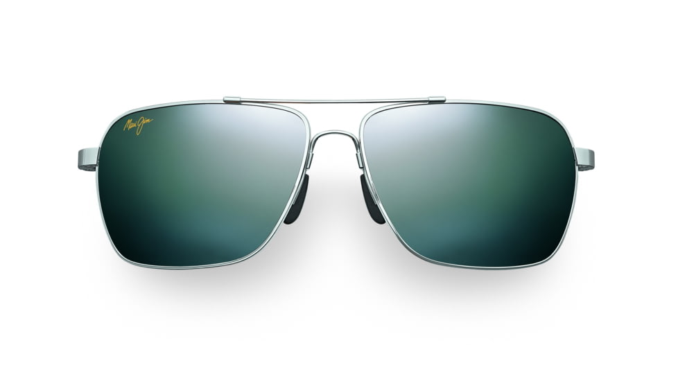 Maui Jim Freight Trains Sunglasses - Silver w/ Blue Tips Frame, Neutral Grey Lenses - 326-17