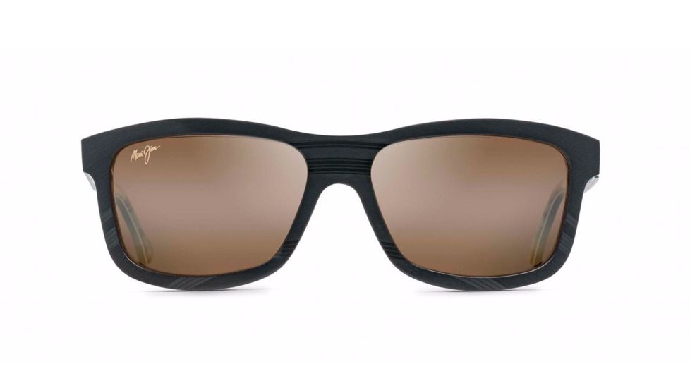 Maui Jim Hula Blues Sguare Sunglasses,Black Vinyl w/ Hula Blues Interior Print Frame, HCL Bronze Lens, Polarized, H710-72