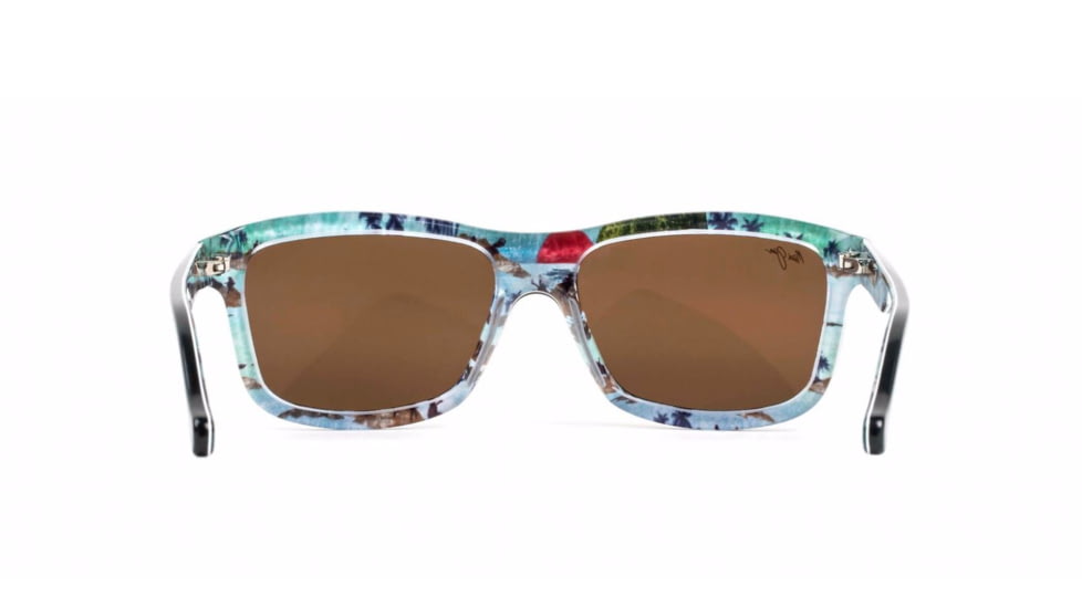 Maui Jim Hula Blues Sguare Sunglasses,Black Vinyl w/ Hula Blues Interior Print Frame, HCL Bronze Lens, Polarized, H710-72
