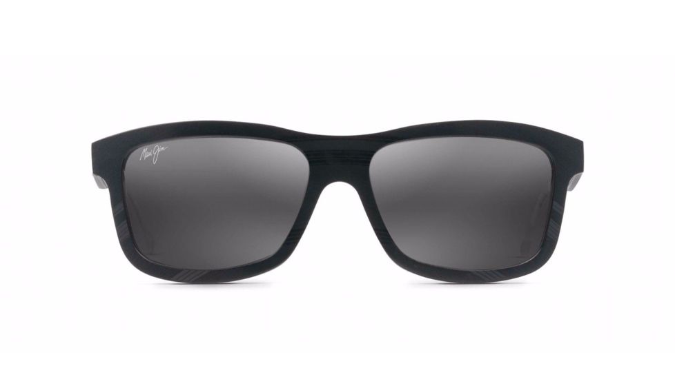 Maui Jim Hula Blues Sguare Sunglasses,Black Vinyl w/ Hula Blues Interior Print Frame, Neutral Grey Lens, Polarized, 710-72