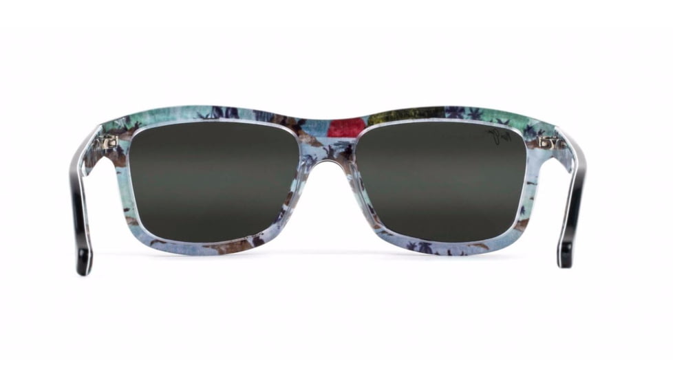 Maui Jim Hula Blues Sguare Sunglasses,Black Vinyl w/ Hula Blues Interior Print Frame, Neutral Grey Lens, Polarized, 710-72