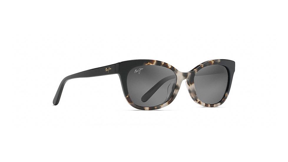 Maui Jim Ilima Polarized Cat Eye  Sunglasses,White Tokyo with Gloss Black,Neutral Grey Lens GS759-61