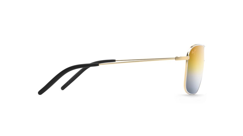 Maui Jim Kami Polarized Aviator Sunglasses, Gold w/ White Frame, Dual Mirror Gold To Silver Lens, Gold w/ White DGS778-05C
