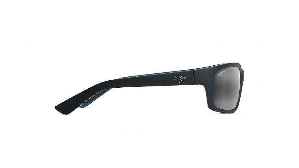 Maui Jim Kanaio Coast Polarized Wrap  Sunglasses,Matte Soft Black with White and Blue,Neutral Grey Lens 766-02MD