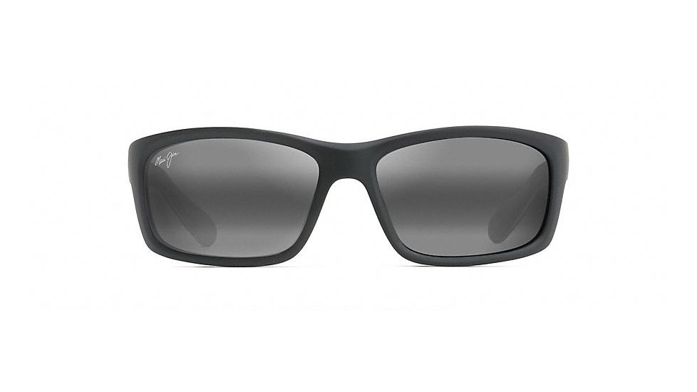 Maui Jim Kanaio Coast Polarized Wrap  Sunglasses,Matte Soft Black with White and Blue,Neutral Grey Lens 766-02MD
