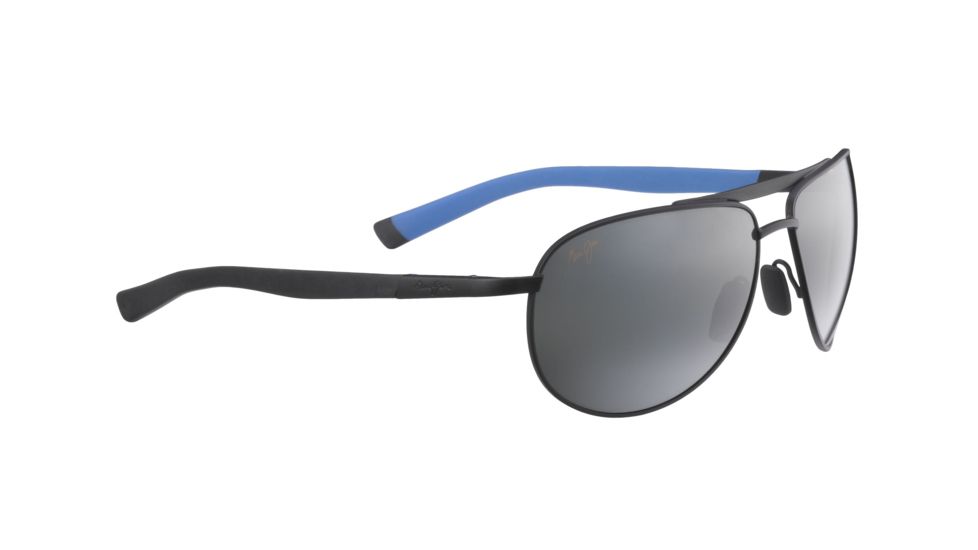 Maui Jim Leeward Coast Sunglasses - Black w/Blue Frame and Neutral Grey Polarized Lens 297-2M