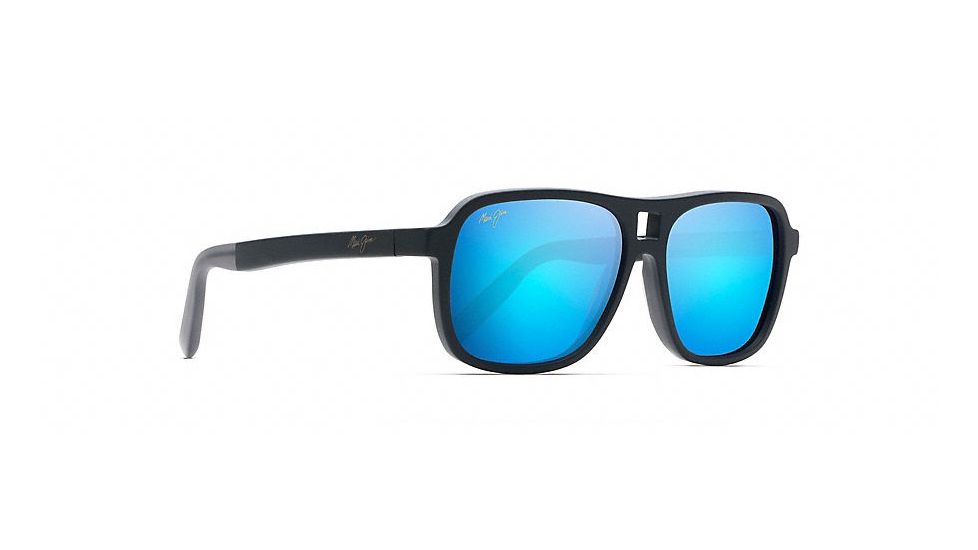 Maui Jim Little Maks Polarized Aviator  Sunglasses,Matte Black,Blue Hawaii Lens B771-2M
