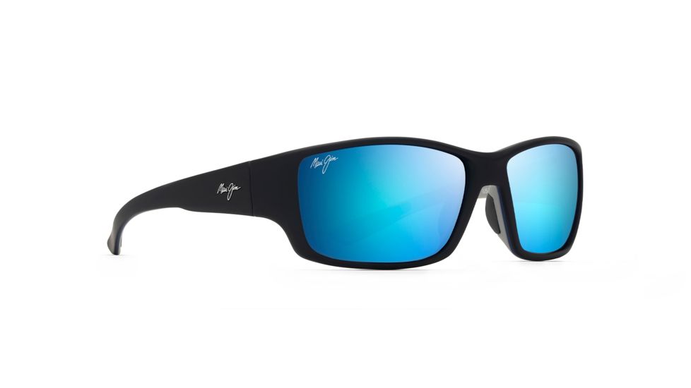 Maui Jim Local Kine Polarized Square Sunglasses, Soft Black w/ Sea Blue &amp; Grey Frame, Blue Hawaii Lens, Soft Black w/ Sea Blue &amp; Grey B810-53B