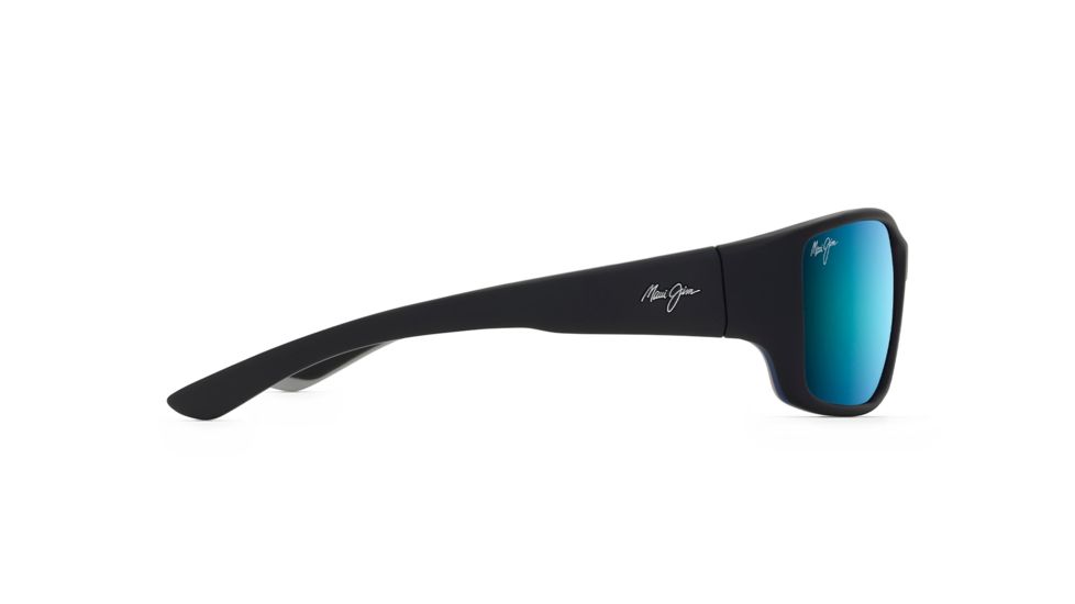 Maui Jim Local Kine Polarized Square Sunglasses, Soft Black w/ Sea Blue &amp; Grey Frame, Blue Hawaii Lens, Soft Black w/ Sea Blue &amp; Grey B810-53B