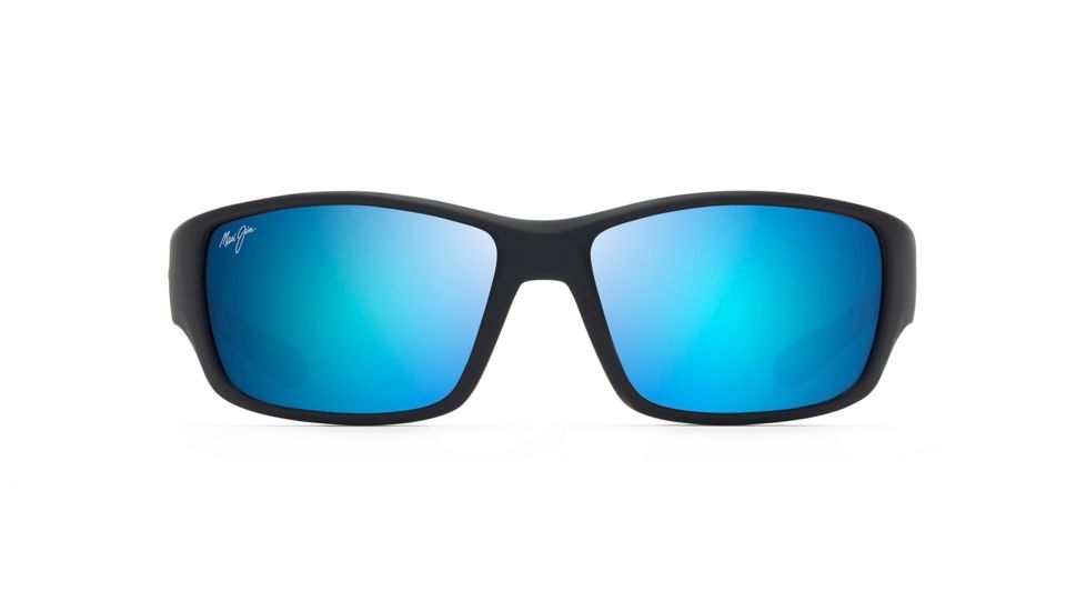 Maui Jim Local Kine Polarized Square Sunglasses, Soft Black w/ Sea Blue &amp; Grey Frame, Blue Hawaii Lens, Soft Black w/ Sea Blue &amp; Grey B810-53B
