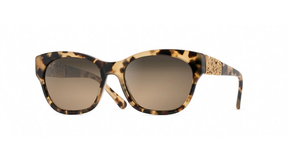 Maui Jim Monstera Leaf Sunglasses, Honey Havana with Yellow Gold Monstera Frame, HCL Bronze Lens, HS747-21B