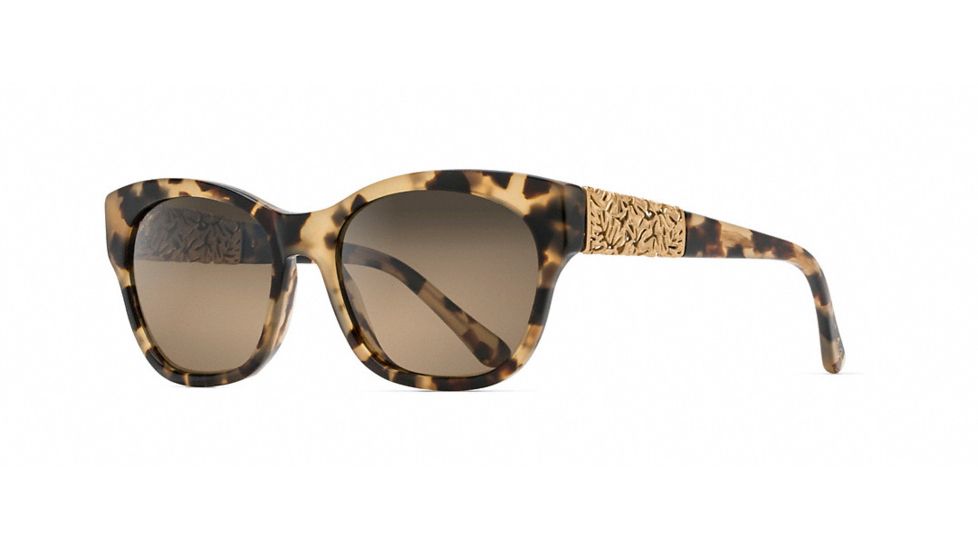 Maui Jim Monstera Leaf Sunglasses, Honey Havana with Yellow Gold Monstera Frame, HCL Bronze Lens, HS747-21B