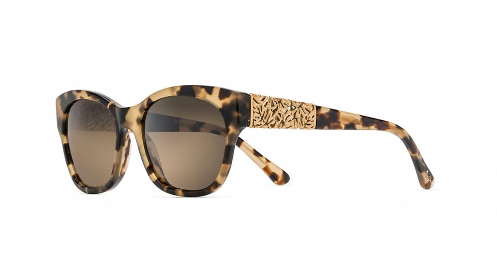 Maui Jim Monstera Leaf Sunglasses, Honey Havana with Yellow Gold Monstera Frame, HCL Bronze Lens, HS747-21B