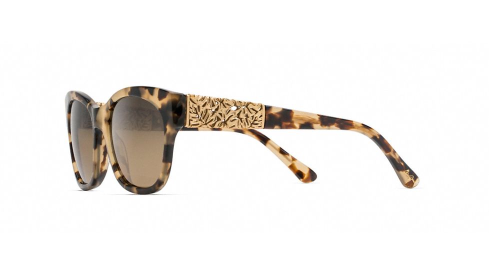 Maui Jim Monstera Leaf Sunglasses, Honey Havana with Yellow Gold Monstera Frame, HCL Bronze Lens, HS747-21B