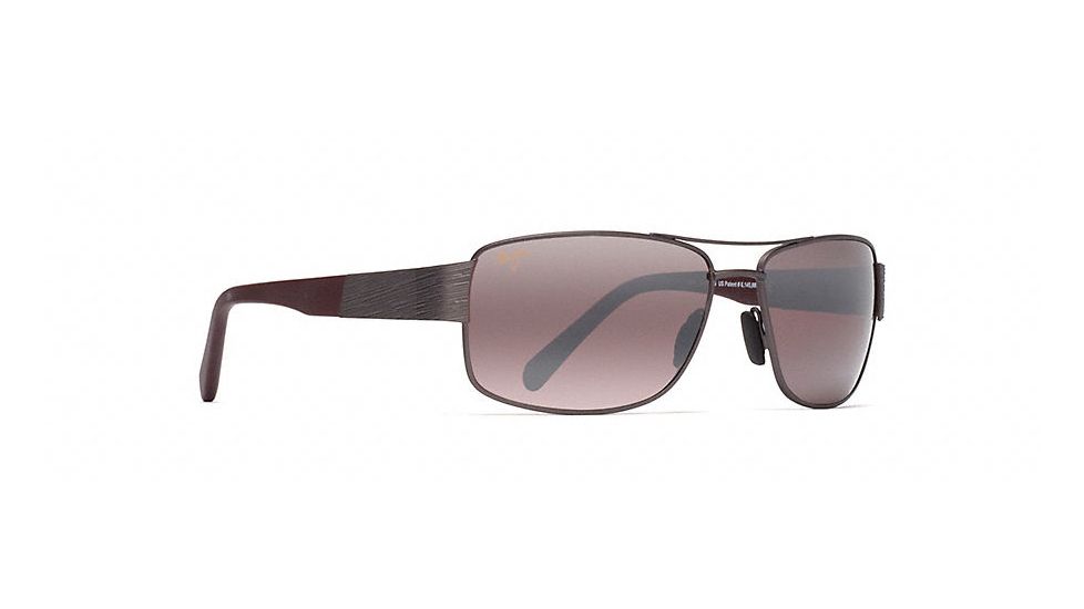 Maui Jim Ohia Polarized Rectangular  Sunglasses,Satin Dark Gunmetal/Burgundy,Maui Rose Lens R703-02S