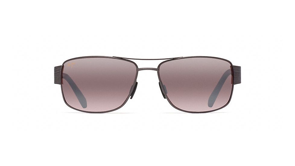 Maui Jim Ohia Polarized Rectangular  Sunglasses,Satin Dark Gunmetal/Burgundy,Maui Rose Lens R703-02S