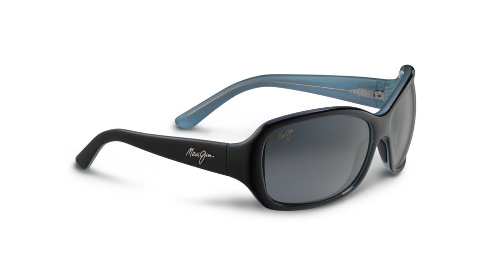 Maui Jim Pearl City Sunglasses, Black w/Blue, Grey Lenses, Black w/Blue GS214-03A