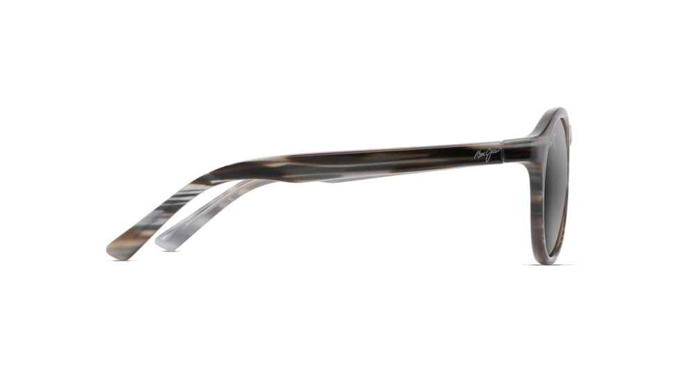 Maui Jim Pineapple Polarized Round Sunglasses, Slate Grey and Brown Stripe Frame, Neutral Grey Lens, Slate Grey and Brown Stripe 784-14D