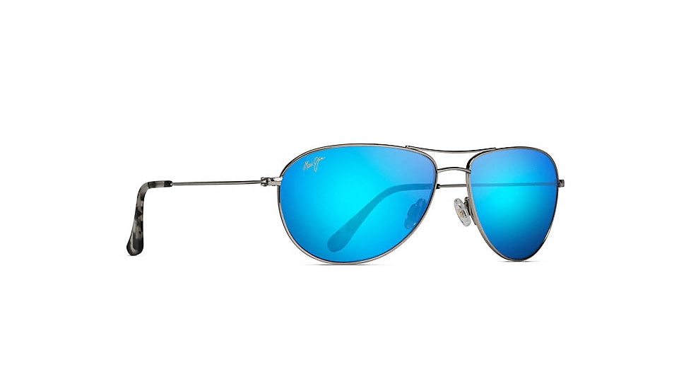 Maui Jim Sea House Polarized Aviator  Sunglasses,Silver,Blue Hawaii Lens B772-17