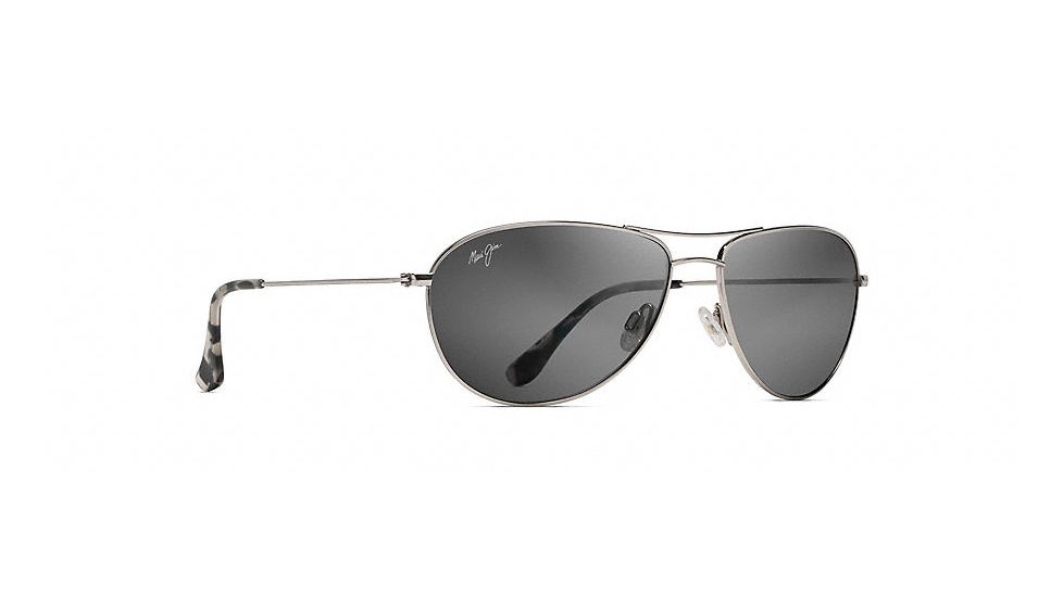 Maui Jim Sea House Polarized Aviator  Sunglasses,Silver,Neutral Grey Lens GS772-17