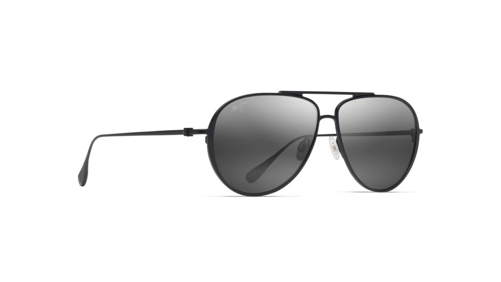 Maui Jim Shallows Polarized Aviator Sunglasses, Black Matte Frame, Neutral Grey Lens, Black Matte 543-2M