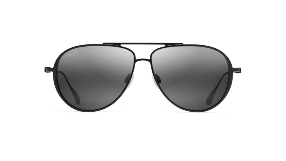 Maui Jim Shallows Polarized Aviator Sunglasses, Black Matte Frame, Neutral Grey Lens, Black Matte 543-2M