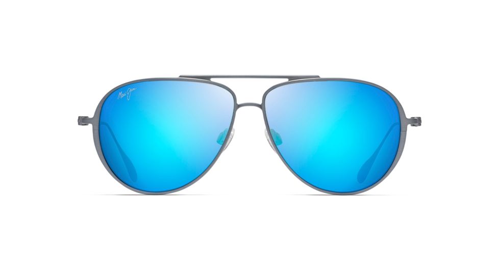 Maui Jim Shallows Polarized Aviator Sunglasses, Dove Grey Frame, Blue Hawaii Lens, Dove Grey B543-27A