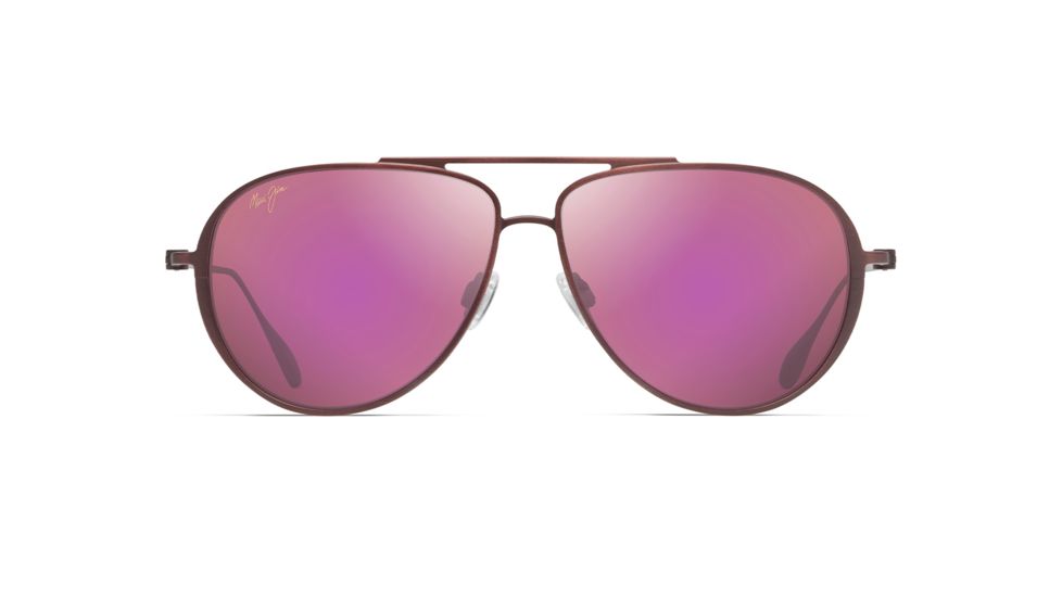 Maui Jim Shallows Polarized Aviator Sunglasses, Matte Brushed Burgundy Frame, Maui Sunrise Lens, Matte Brushed Burgundy P543-07M