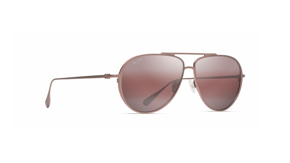 Maui Jim Shallows Polarized Aviator Sunglasses, Satin Brown Red Frame, Maui Rose Lens, Satin Brown Red R543-19A