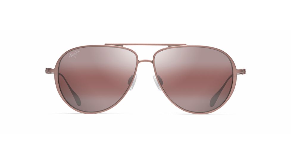 Maui Jim Shallows Polarized Aviator Sunglasses, Satin Brown Red Frame, Maui Rose Lens, Satin Brown Red R543-19A