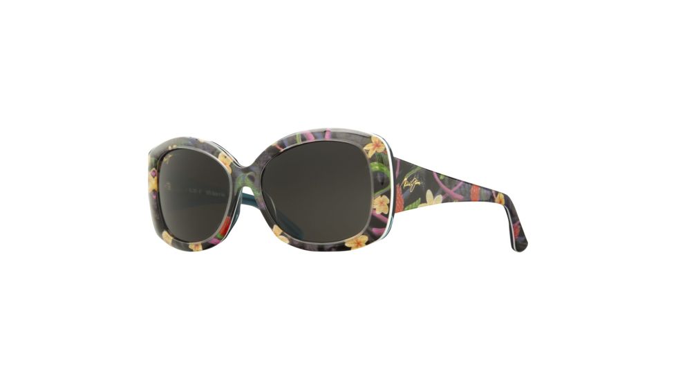 Maui Jim You Move Me Sunglasses,Silk Print with White Trim &amp; Teal Interior,Neutral Grey Lens, GS280-51