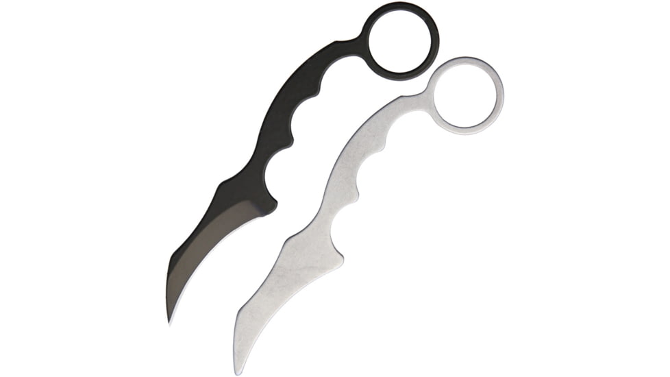 Max Venom DMax Fighter Trainer Combo Knife, 6.5in Overall, 2.25in Black S35Vn Steel Blade, Finger Grooved, MVDMAXC