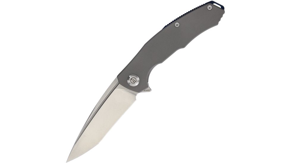 Maxace Halictus Blasted Titanium Folding Knife,3.75in,Bohler M390 Steel,Standard Edge,Spear Point,Stonewash,Titanium Handle MAX032
