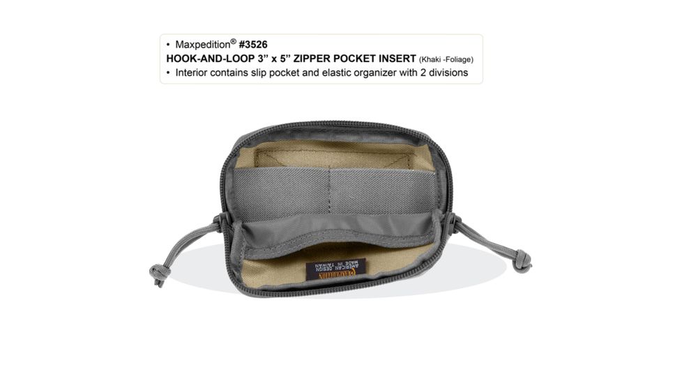 Maxpedition Hook-&amp;-Loop 3x5in Zipper Pocket, Khaki-Foliage 3526KF