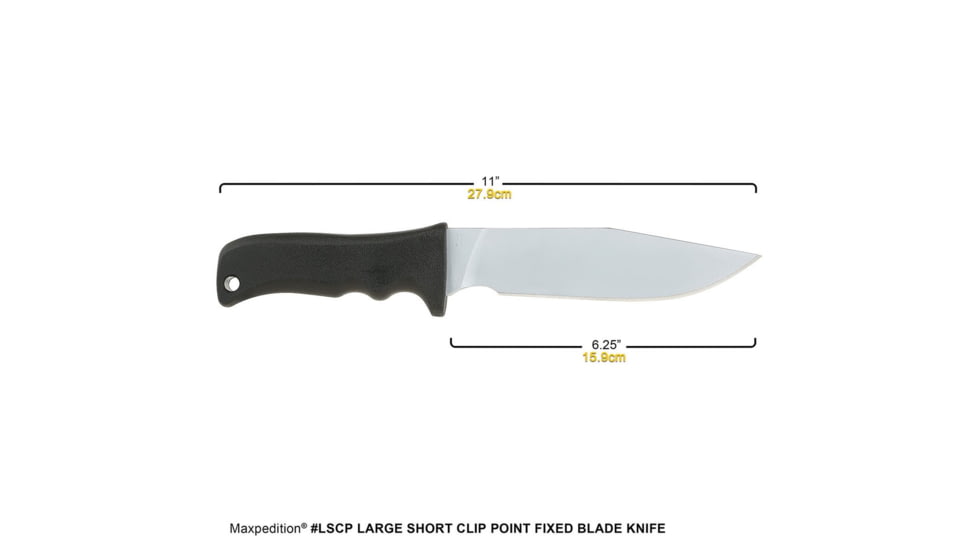 Maxpedition Fixed Blade, Black FRN, Lg Short Clip, Plain MXLSCP