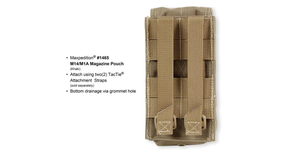 Maxpedition M14/M1A Magazine Pouch, Khaki/Foliage, 3in x 2in x 7in, 1465KF