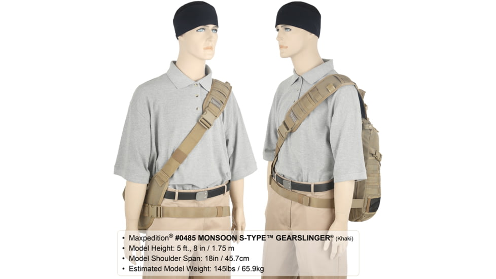 Maxpedition Monsoon S-Type Gearslinger Backpack, Khaki 0485K