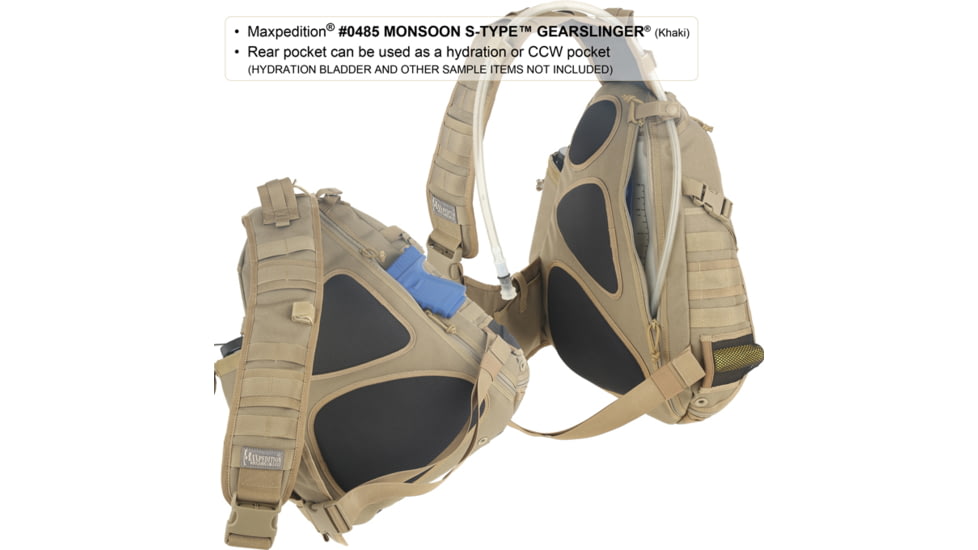 Maxpedition Monsoon S-Type Gearslinger Backpack, Khaki 0485K