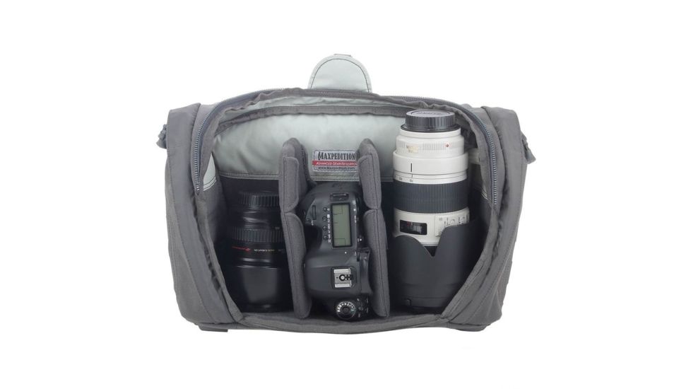 Maxpedition Solstice Camera Shoulder Bag, w/Zipper Flaps for Additional Water/Rain Protection, 13.5 L, Gray STCGRY