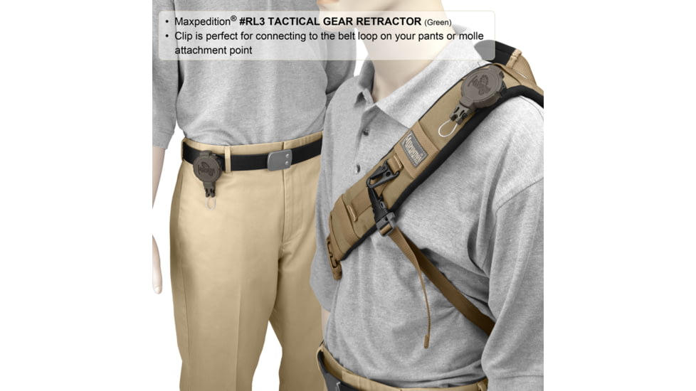 Maxpedition Tactical Gear Retractor Large Clip, Khaki RL3K
