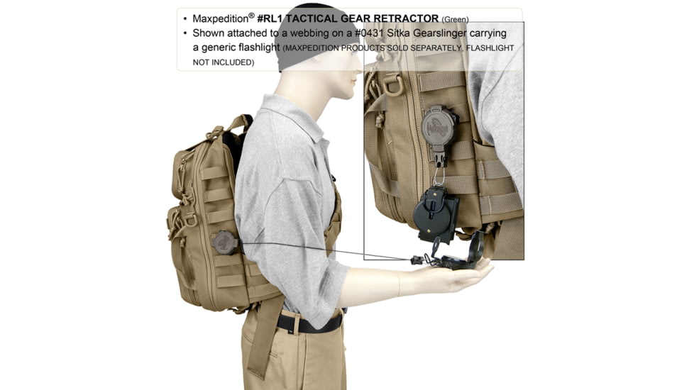 Maxpedition Tactical Gear Retractor Large Clip, Khaki RL3K