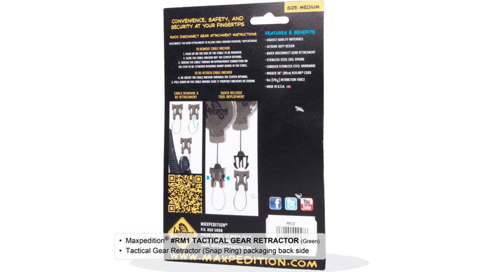 Maxpedition Tactical Gear Retractor Snap Ring, Khaki, Medium RM1K