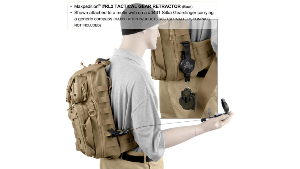 Maxpedition Tactical Gear Retractor Strap, Khaki, Large RL2K