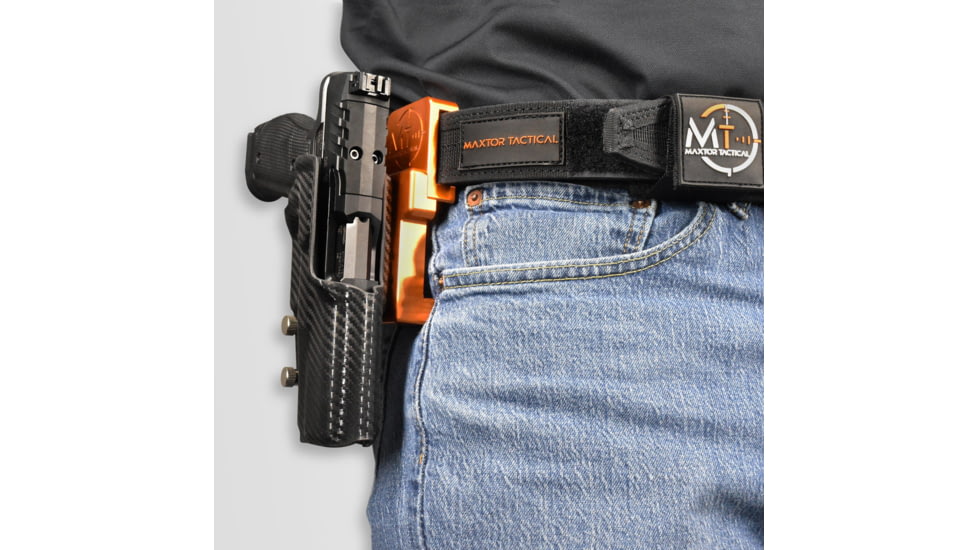 Maxtor Tactical Springfield Alloy Competition OWB Holster, XD-M Elite 4.5, Right, Carbon Fiber/Orange, ACHOR-XD45-CF