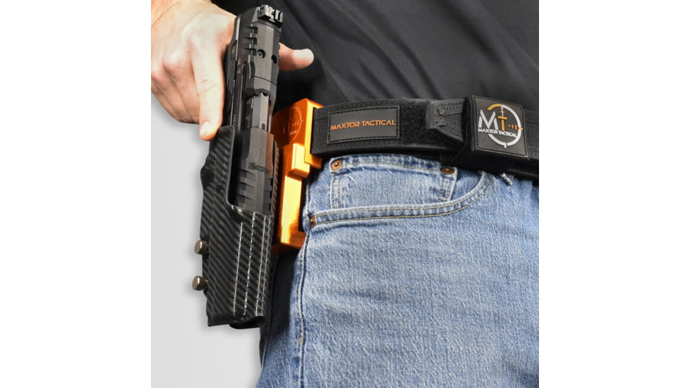 Maxtor Tactical Springfield Alloy Competition OWB Holster, XD-M Elite 4.5, Right, Carbon Fiber/Orange, ACHOR-XD45-CF