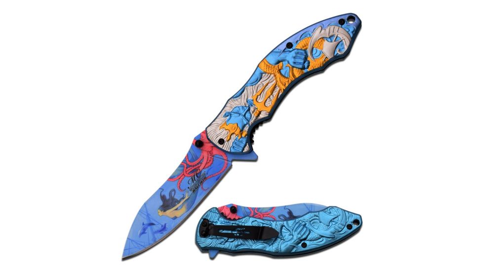 MC Masters Collection Folding Blade, 3.75in, Stainless Steel Blade, 4 Color Anodized Aluminum Handle MC-A027BL