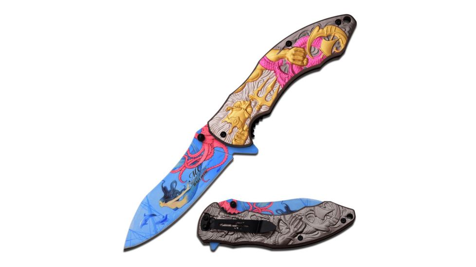 MC Masters Collection Folding Blade, 3.75in, Stainless Steel Blade, 4 Color Anodized Aluminum Handle MC-A027PK