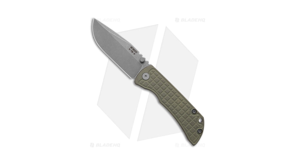 McNees Knives MAC2 Automatic Folding Knife, 3.00in, CPM MagnaCut, Drop Point Blade, Titanium, Green Handle, Frag Atomic, Green/Gray, 6.65 inch, BHQ-185560
