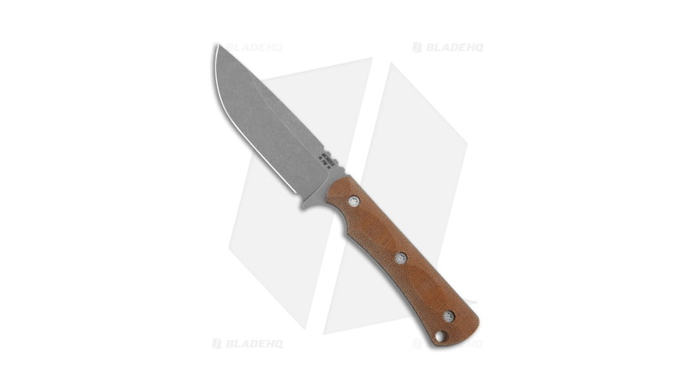McNees Knives Ridge Runner Fixed Blade Knife, 3.70in, CPM 3V, Drop Point Blade, Micarta, Brown Handle, Brown/Gray, 8.20 inch, BHQ-205849